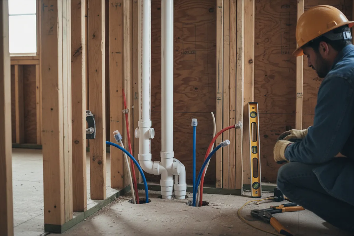 Drain and supply rough-in during Leak Detection in Swartz Creek